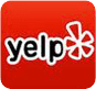 A red yelp logo with white lettering.
